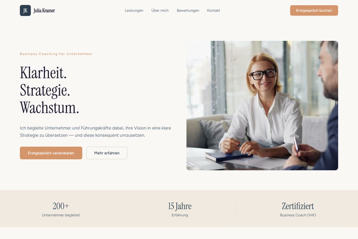 Coaching Website-Beispiel