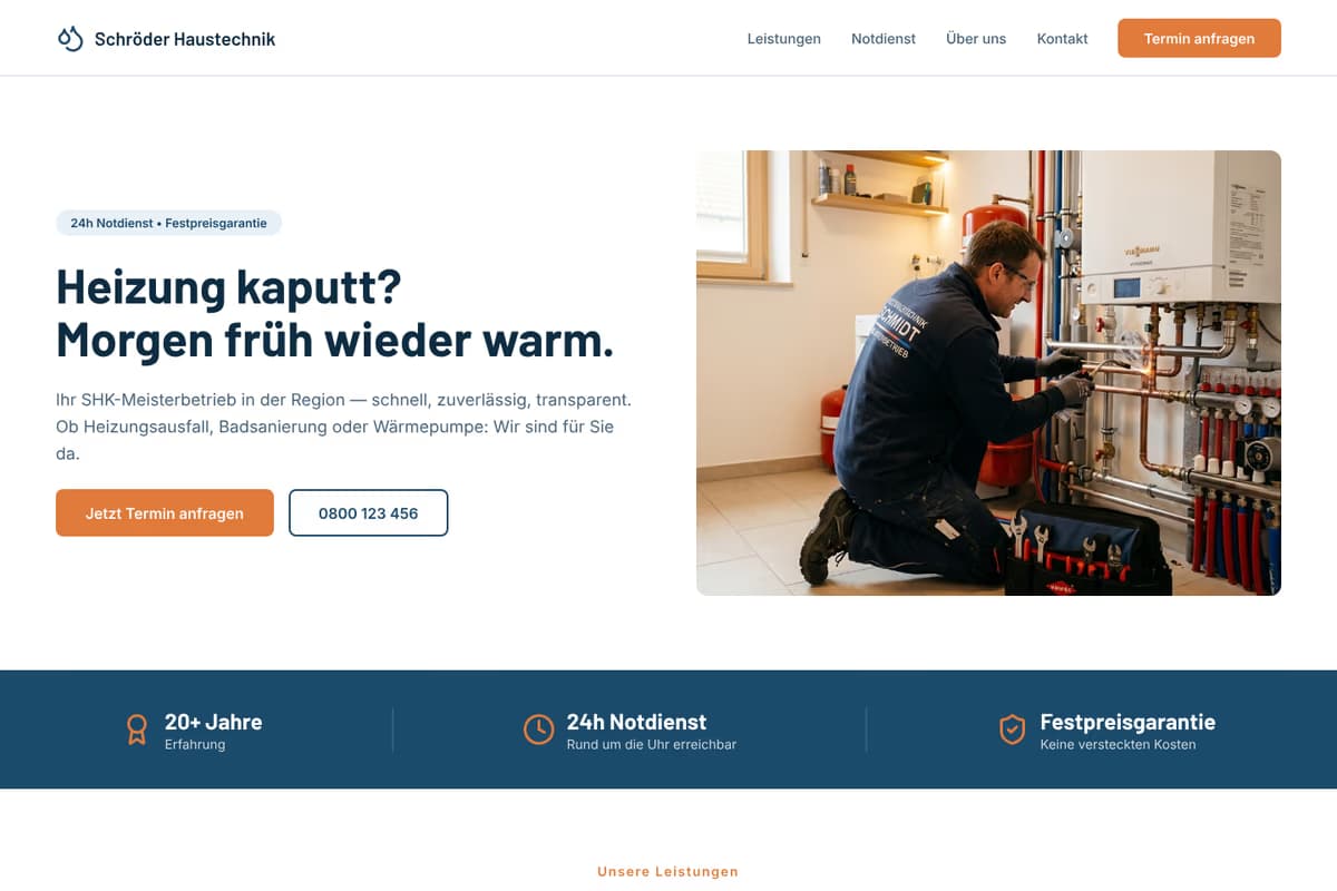 SHK-Betrieb Website-Beispiel