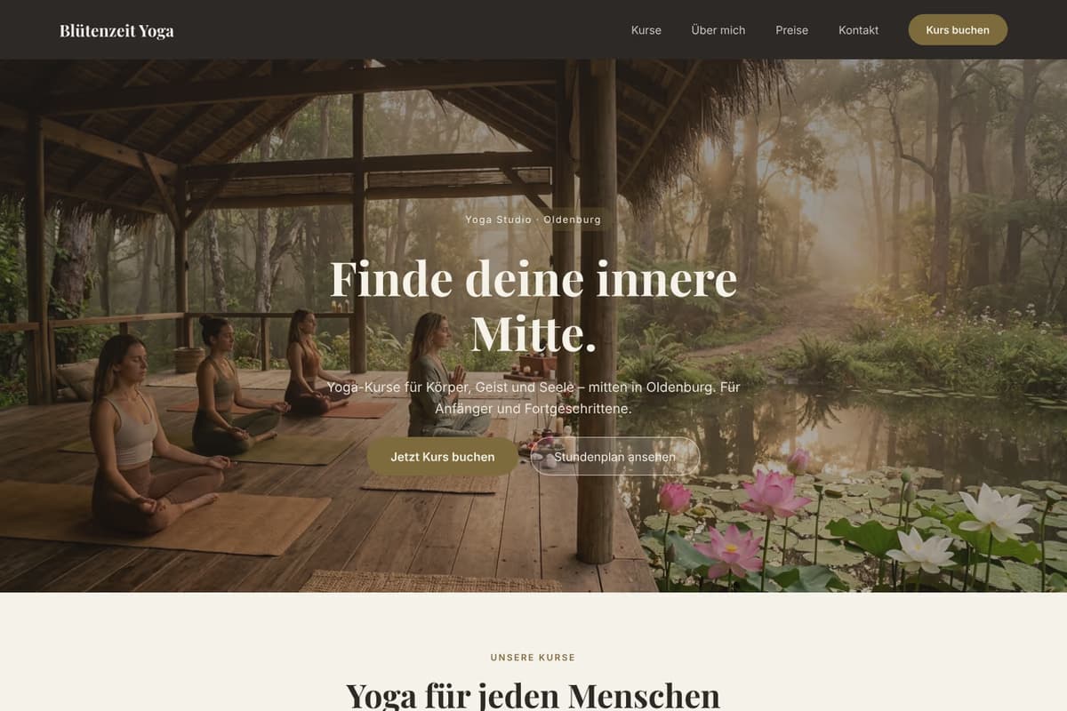 Yogastudio Website-Beispiel