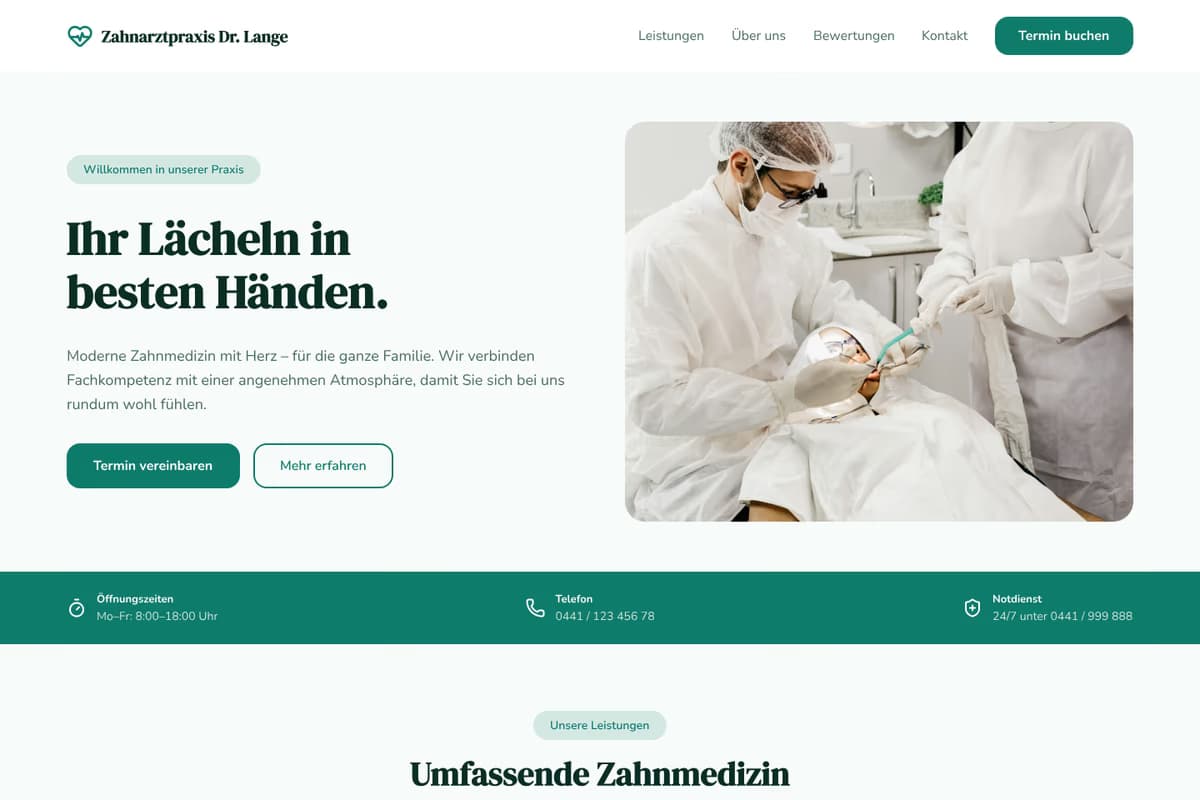 Zahnarzt Website-Beispiel