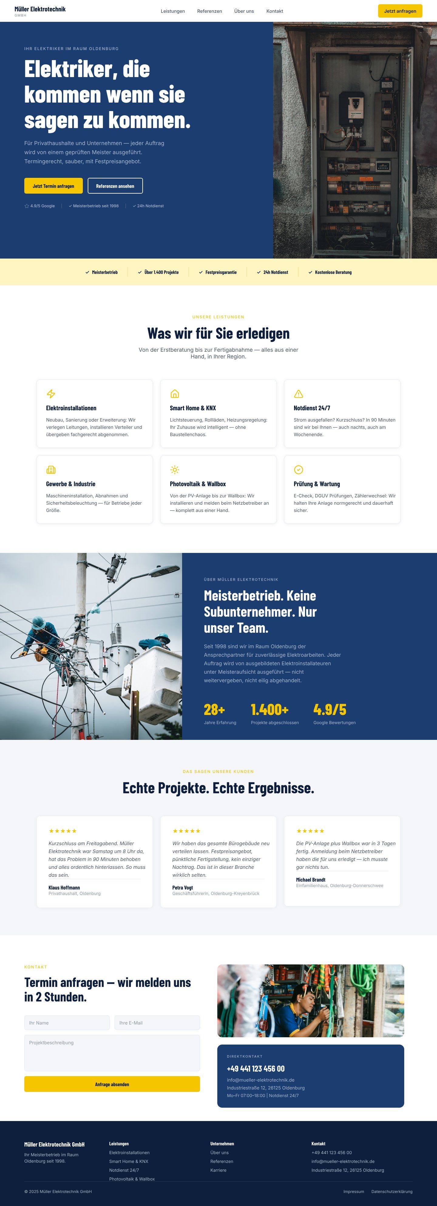 Elektriker Website komplett