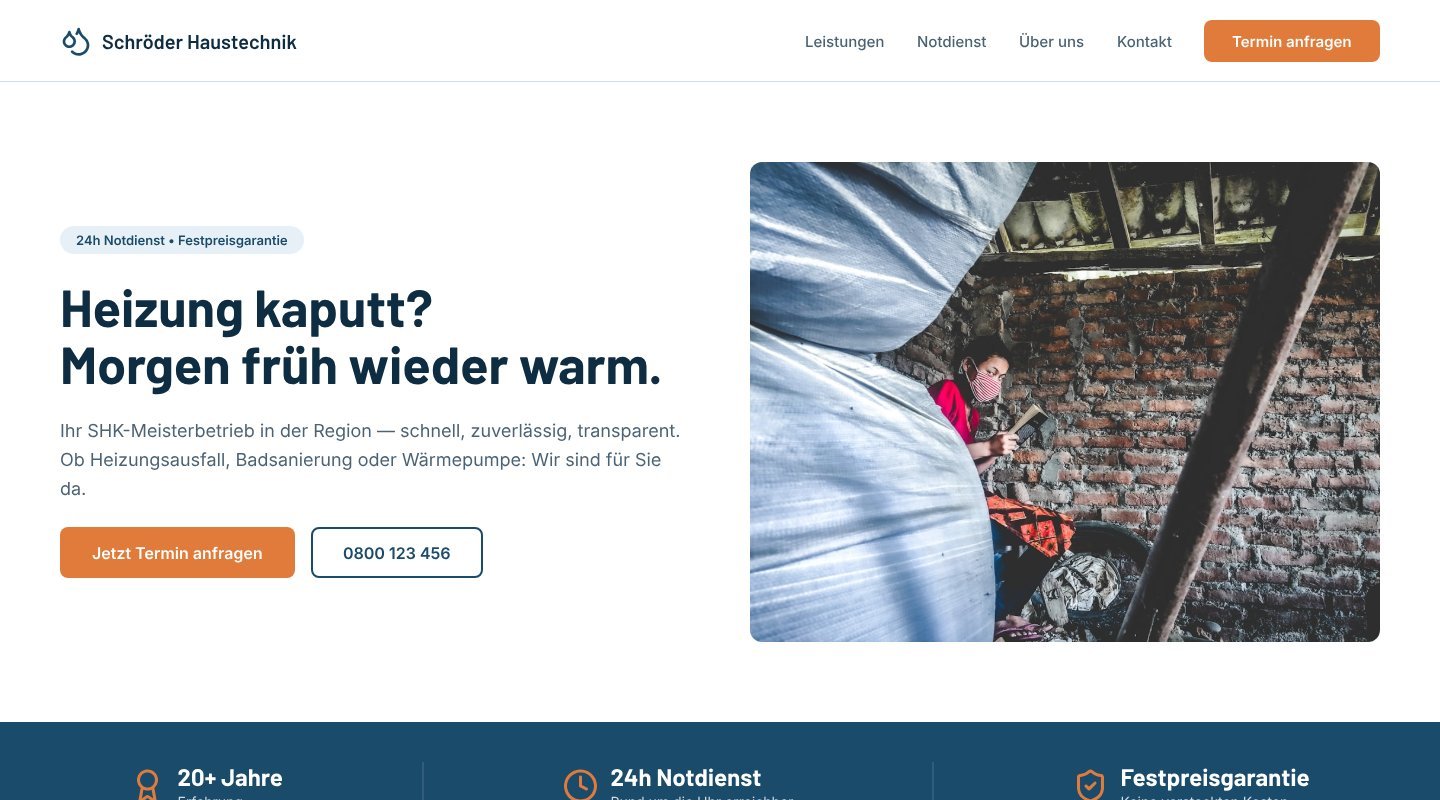 SHK-Betrieb Website-Beispiel