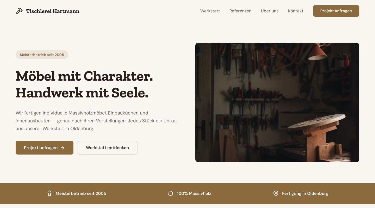 Tischler Website-Beispiel